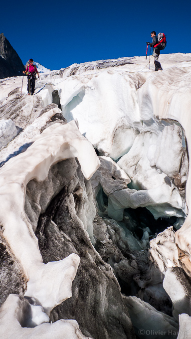 Crevasses sur le glacier Blanc